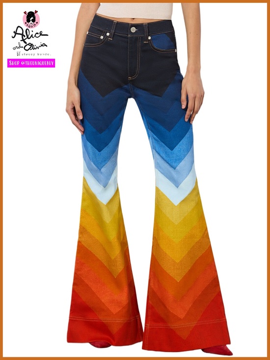 Alice + Olivia Denim - Alice + Olivia x Bronco Multicolored SB Wide Leg Bell Jeans